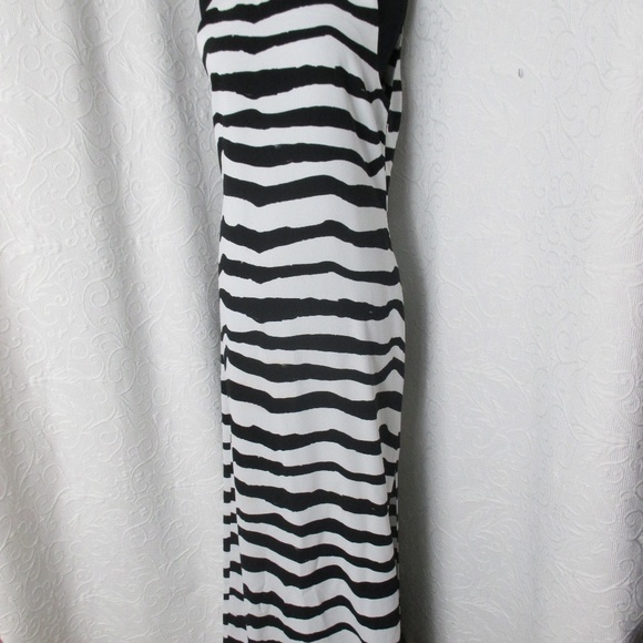 RACHAEL ZOE black white wave stripe maxi dress s10 - Picture 2 of 5